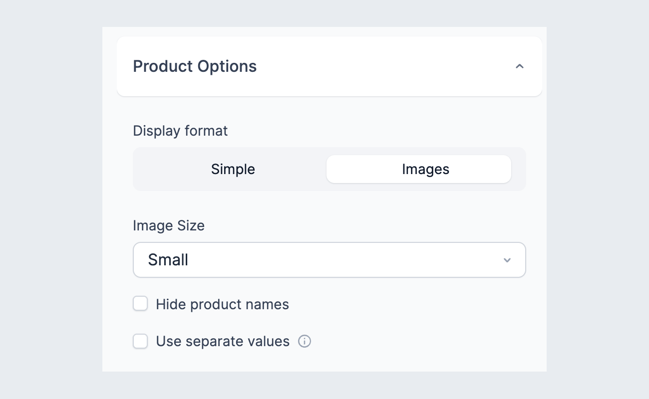 Product field image options