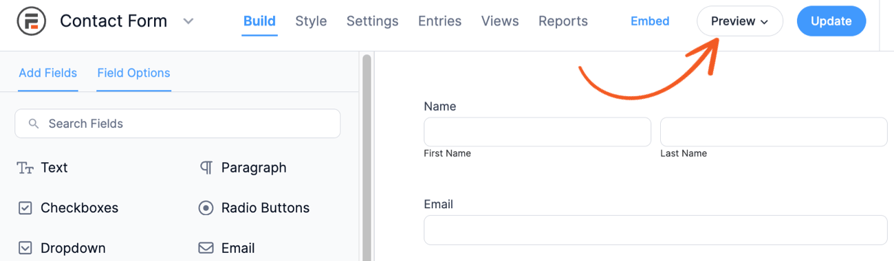 Publish Form Form Preview