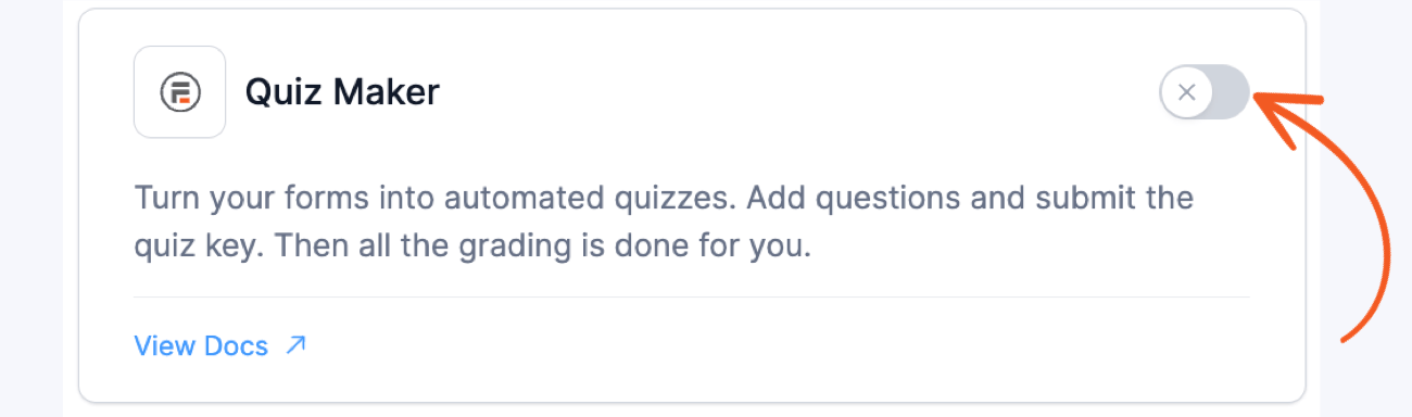 Formidable's Quiz Maker add-on with arrow pointing to Install button