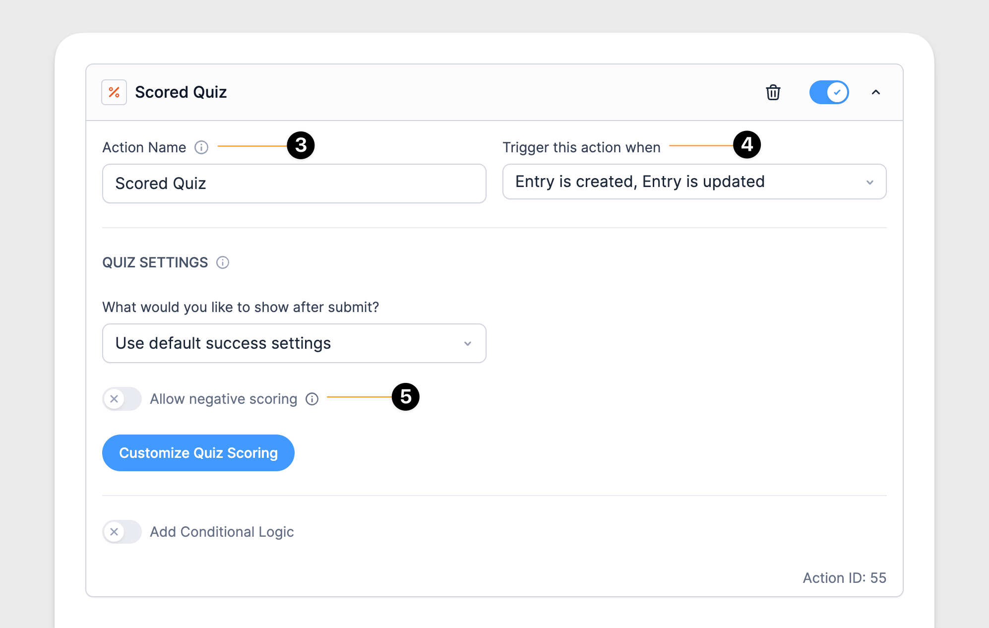 Quiz maker - Scored Form Action