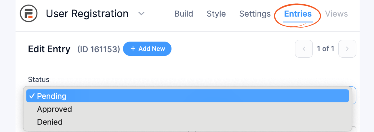 Register Approval Entries Register Approval Entries