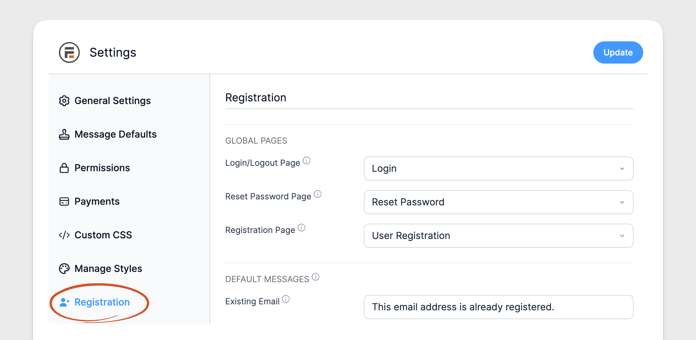 Register Global Settings Global Pages Register Global Settings Global Pages
