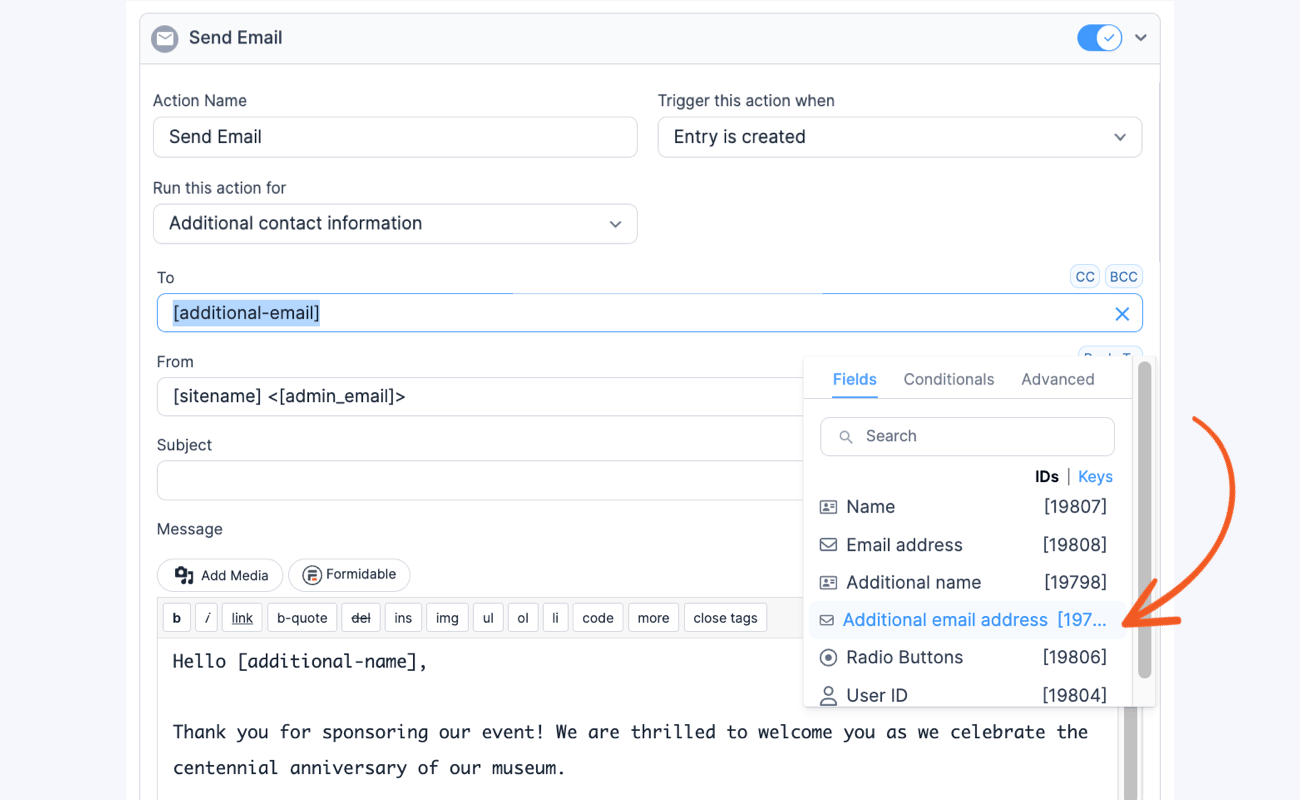 Run this repeater form action