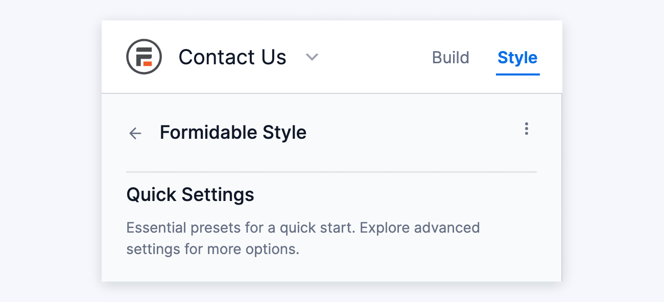 Style editor with the Style tab active and the Quick Settings panel