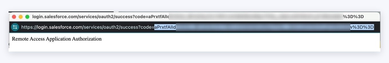 Salesforce OAuth code in the address bar Salesforce OAuth code in the address bar