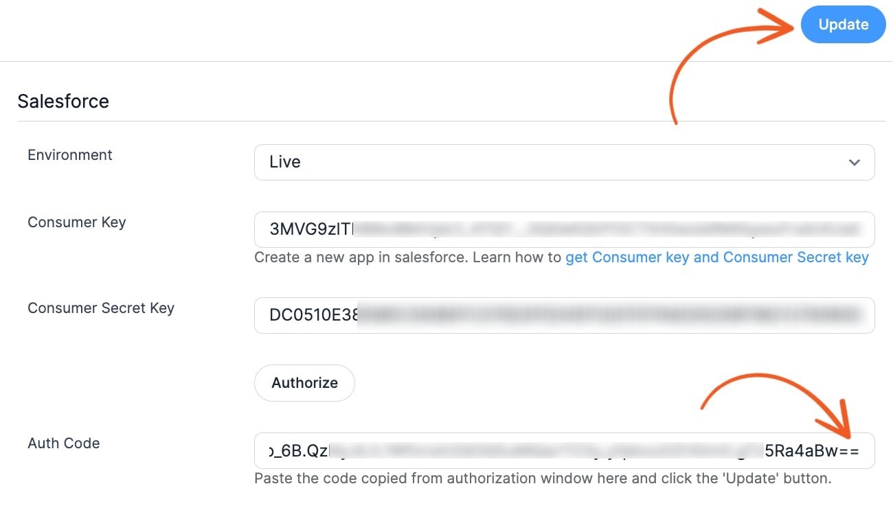 Salesforce Save Auth code Salesforce Save Auth code