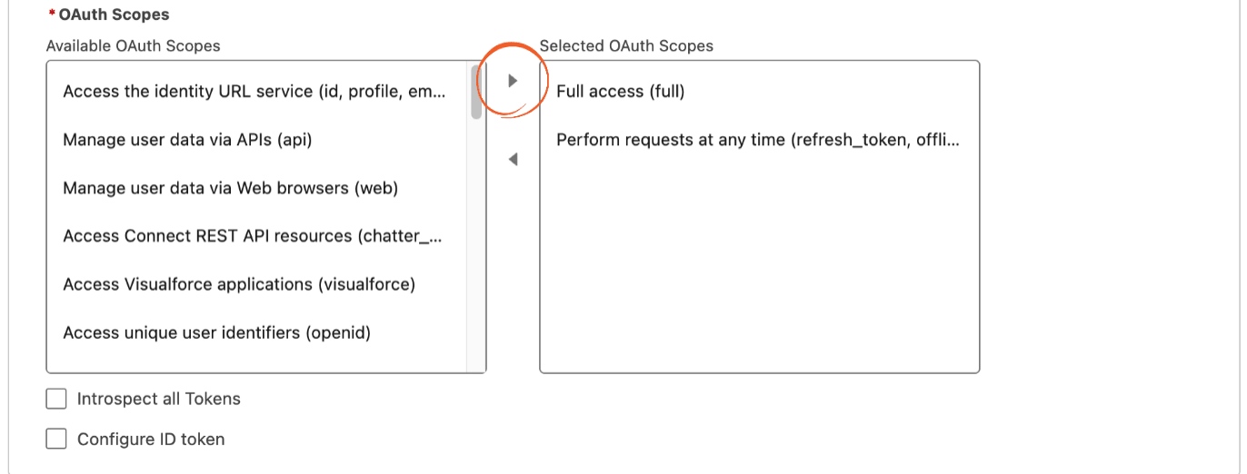 Salesforce External Client App - Selected OAuth Scopes Salesforce External Client App - Selected OAuth Scopes