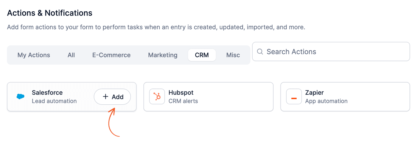 Actions & Notifications - Add button on the Salesforce card Actions & Notifications - Add button on the Salesforce card