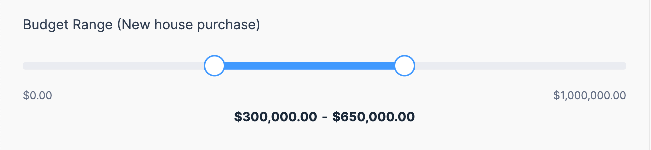 Budget Range example for Range Slider