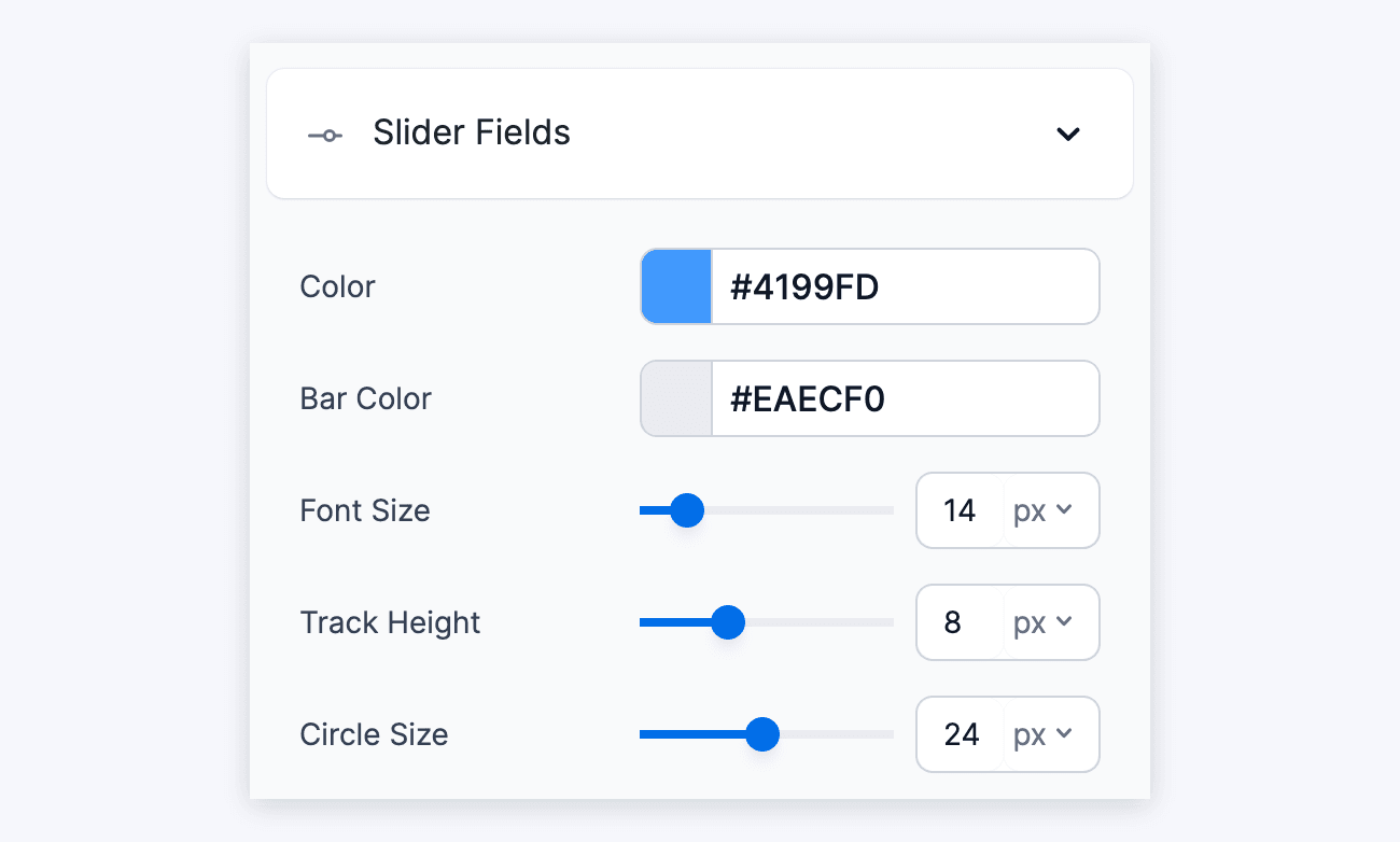 WordPress range Slider Styling - Slider Fields section WordPress range Slider Styling - Slider Fields section