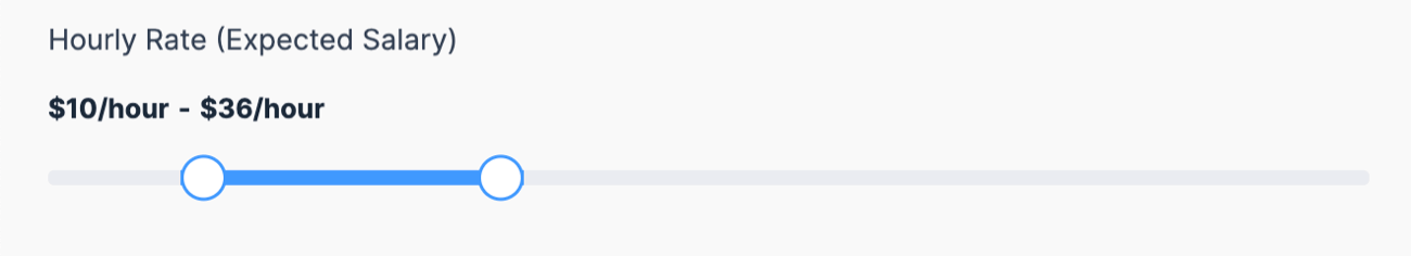Hourly Rate Range example for Range Slider