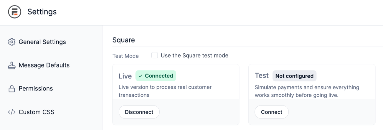 Square Live Connection Status