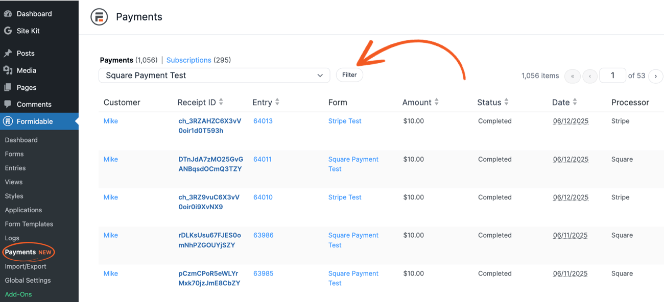 Manage and View Square payments