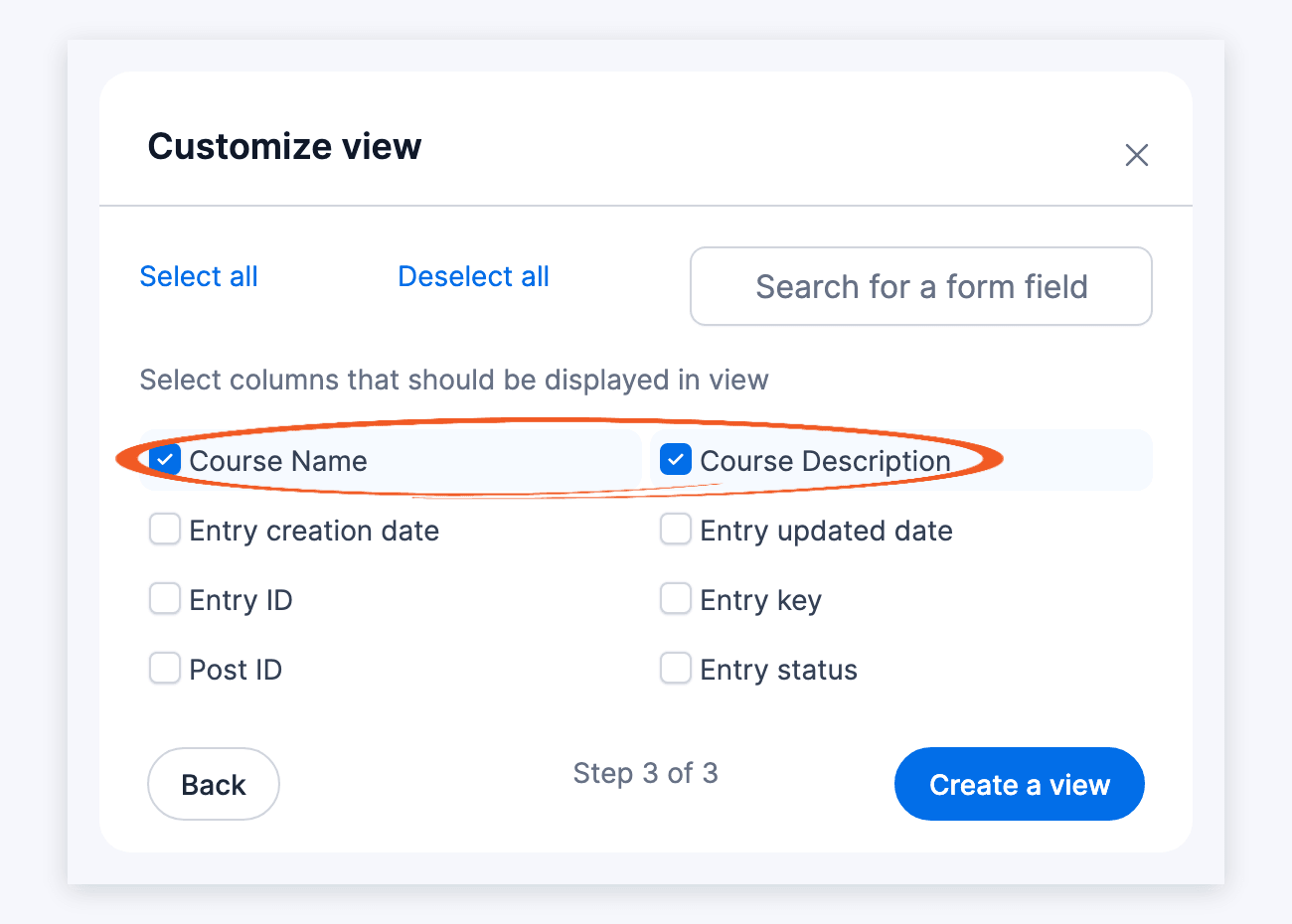 Stats - Customize view columns
