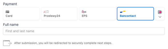Stripe Bancontact - Payment option in the form Stripe Bancontact - Payment option in the form