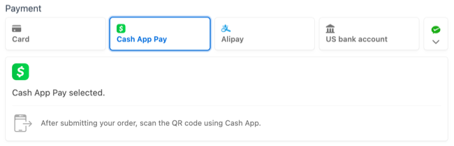 Stripe Cash App Pay - Payment option in the form Stripe Cash App Pay - Payment option in the form