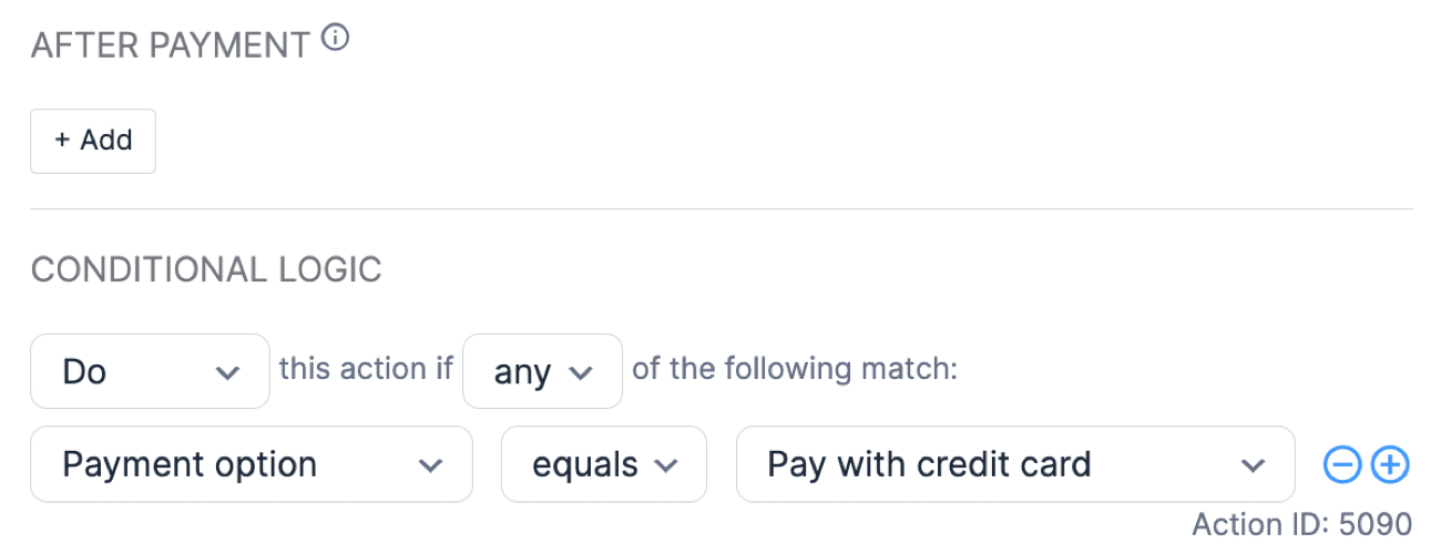 How to customize form actions based on payment method