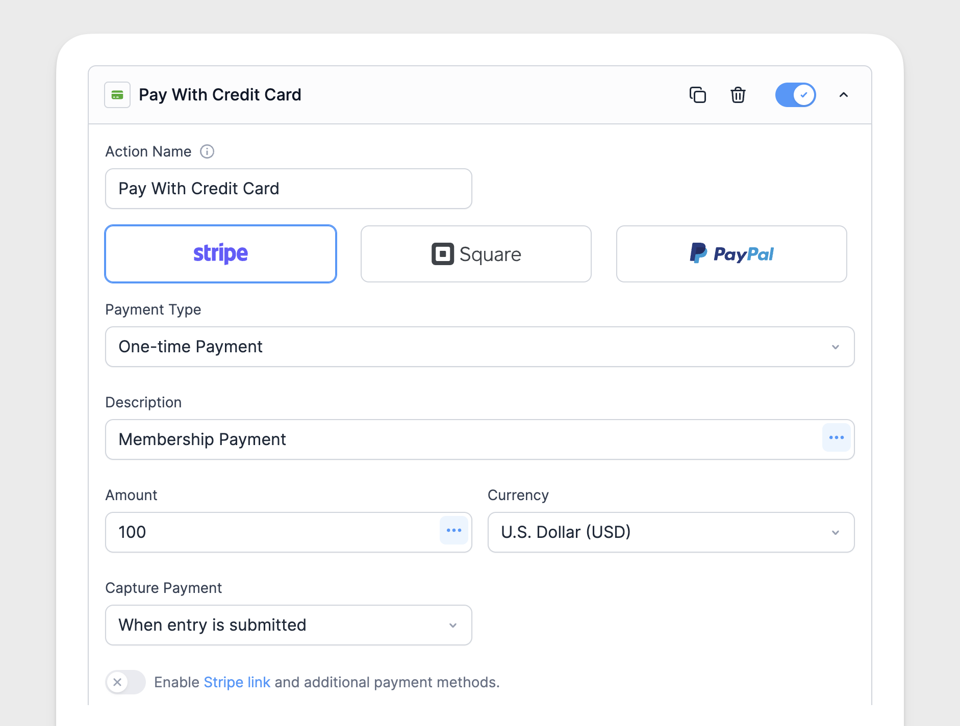 Stripe Conditionally Collect Card Payments Form action Stripe Conditionally Collect Card Payments Form action