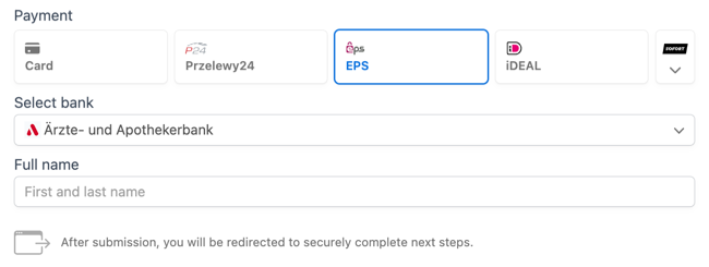Stripe EPS - Payment option in the form Stripe EPS - Payment option in the form