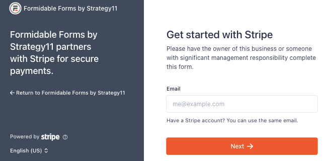 Formidable's Stripe set up wizard