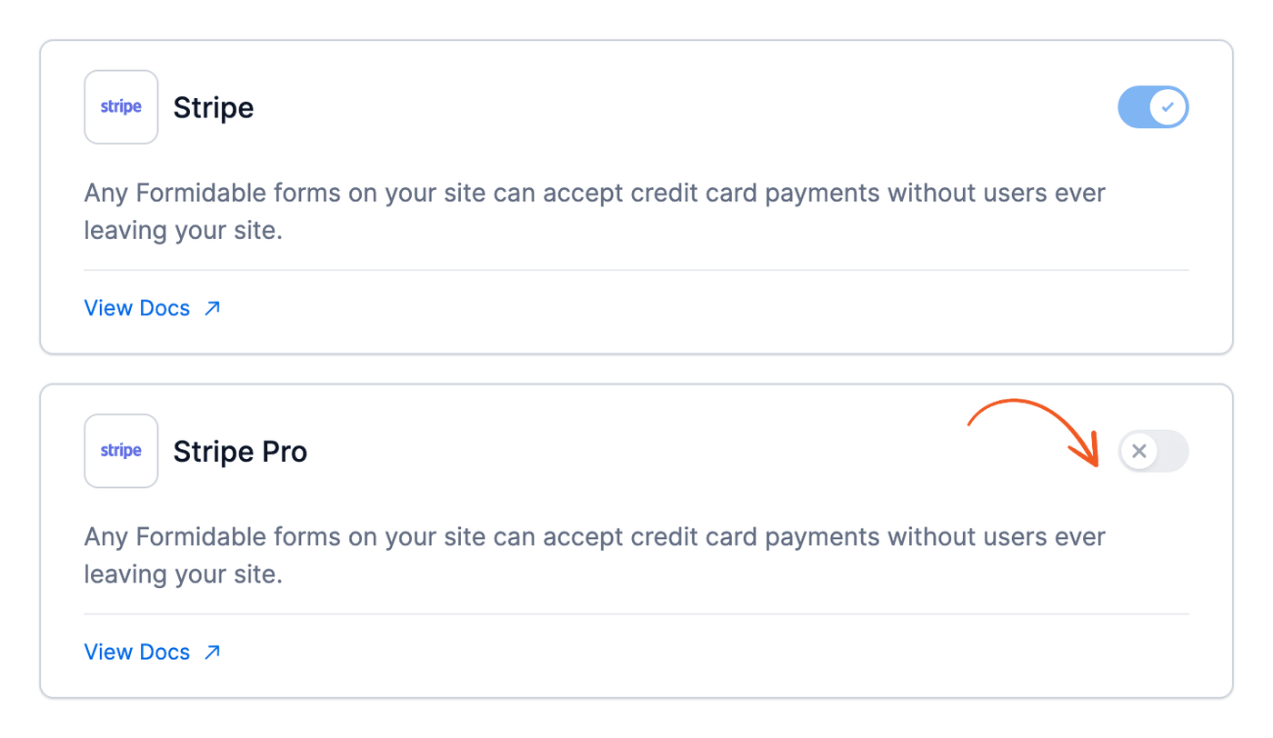 Stripe - Turn on the Stripe Pro add-on Stripe - Turn on the Stripe Pro add-on