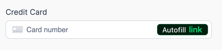 Link button in the single-line credit card field Link button in the single-line credit card field
