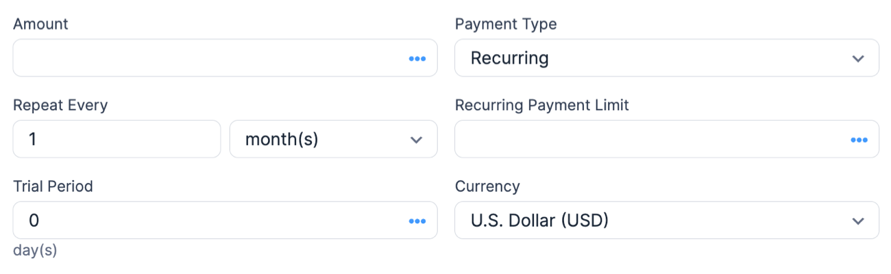 Stripe Forms Action - Payment Type Recurring