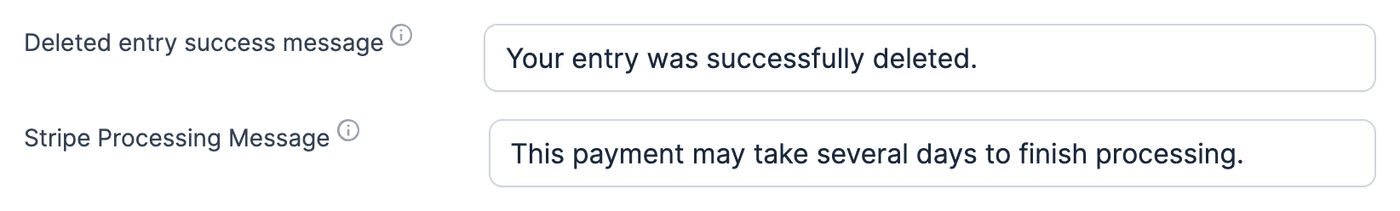 Stripe Forms Action - Payment Processing message Stripe Forms Action - Payment Processing message