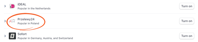 Stripe Przelewy24 Enable payment