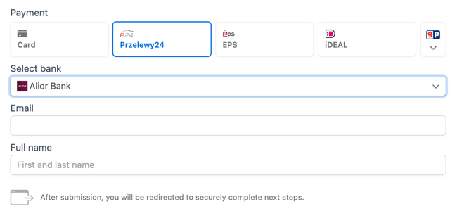 Stripe Przelewy24 - Payment option in the form Stripe Przelewy24 - Payment option in the form