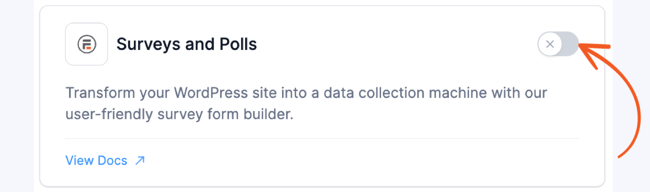 Formidable Forms surveys and polls add-on with a red arrow pointing to the Install button