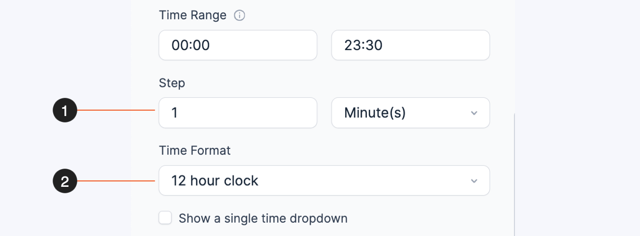 Time Field Current Time Default Time Field Current Time Default