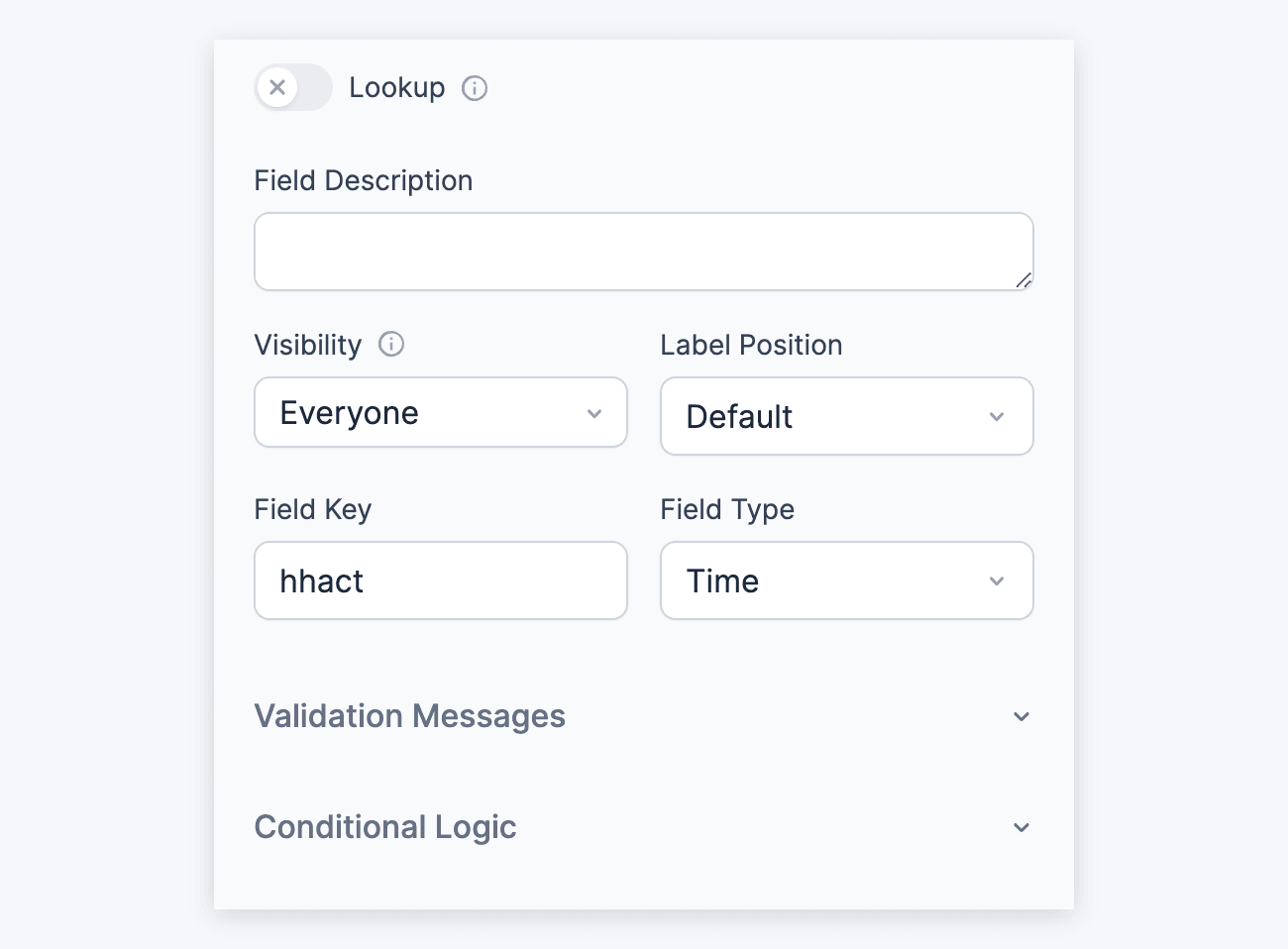 Time Field Options - Field Description to Conditional Logic Time Field Options - Field Description to Conditional Logic