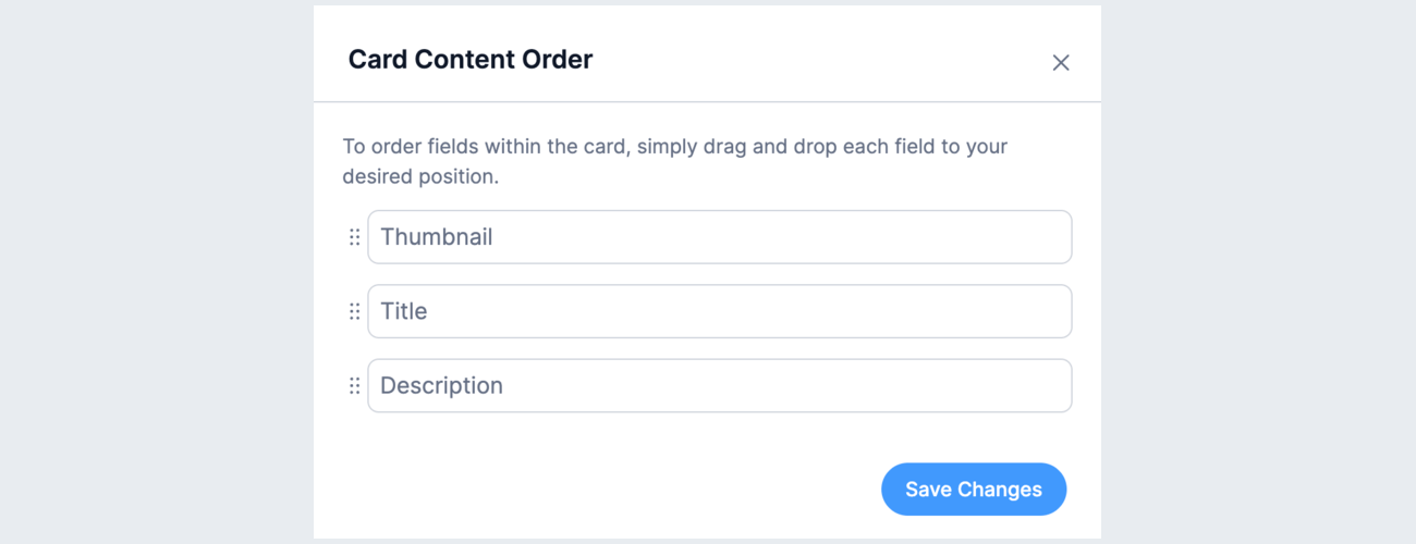 Timeline view card content order settings
