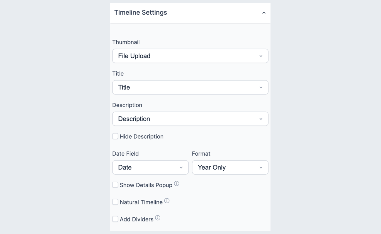 Timeline view settings