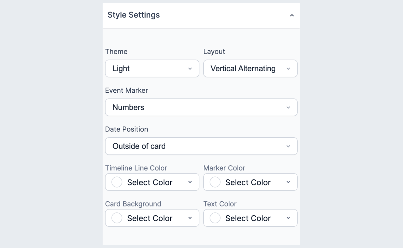 Timeline views style settings Timeline views style settings