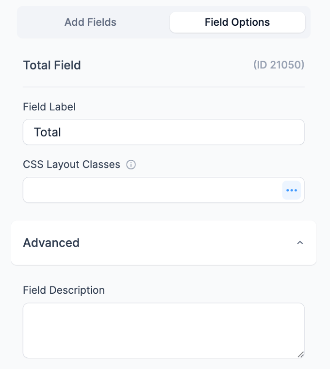 Total field options