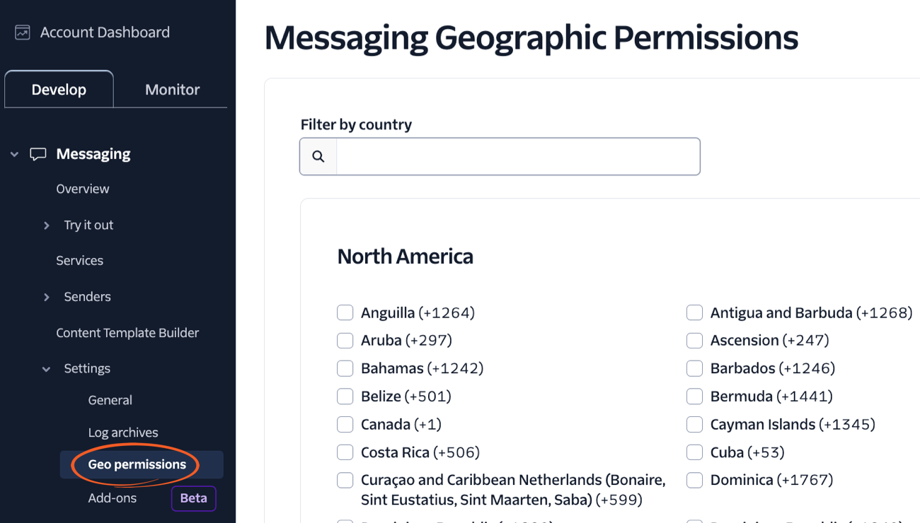 Twilio SMS Geo Permissions