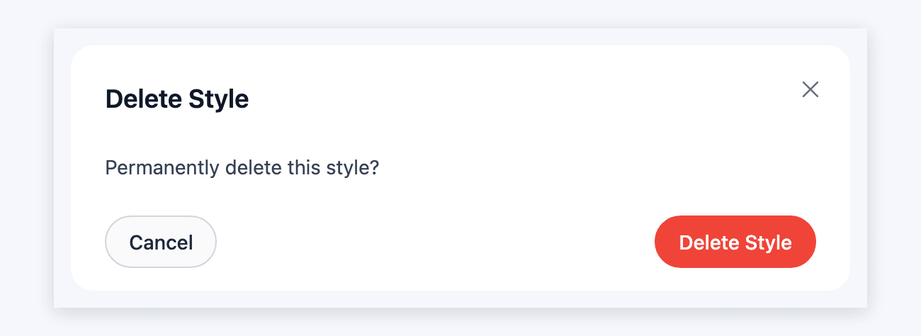 Visual Form Styler - Delete Style Confirmation