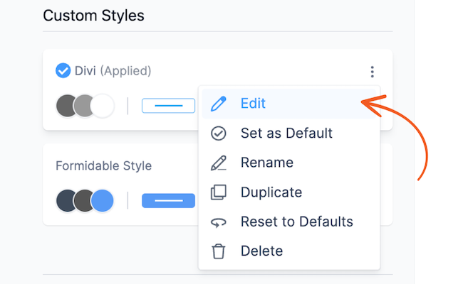 Edit form template style