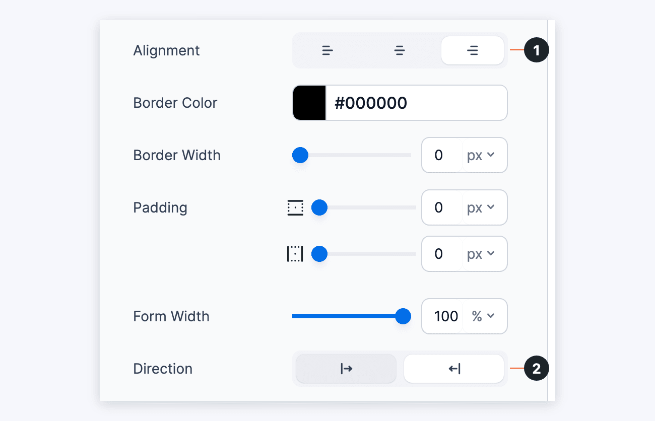 Visual Form Styler Enable RTL support - Alignment Right (1) and Direction Right to Left (2) Visual Form Styler Enable RTL support - Alignment Right (1) and Direction Right to Left (2)