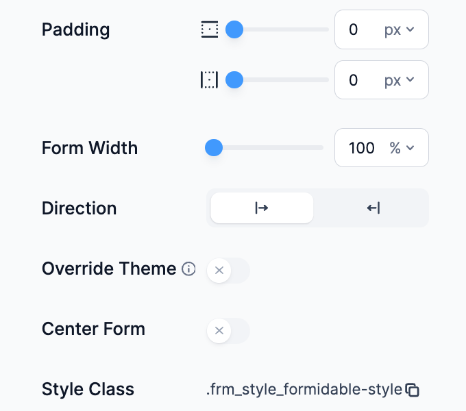 Access the general settings in the Visual Form Styler Advanced Settings