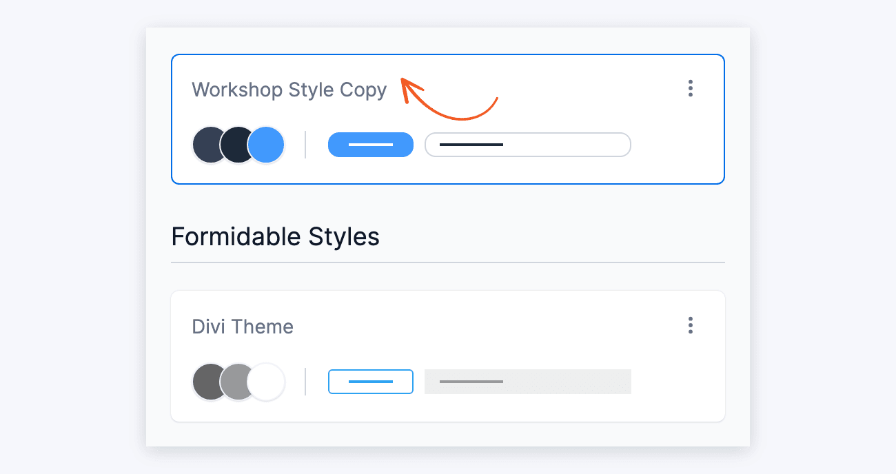 Workshop Style Copy card selected in the Custom Styles list Workshop Style Copy card selected in the Custom Styles list