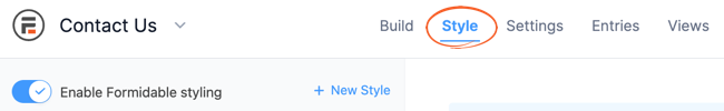 The Style tab in Formidable Forms