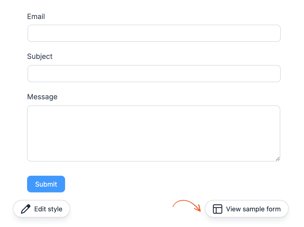 Your form in the style preview, with the View sample form button at the bottom Your form in the style preview, with the View sample form button at the bottom
