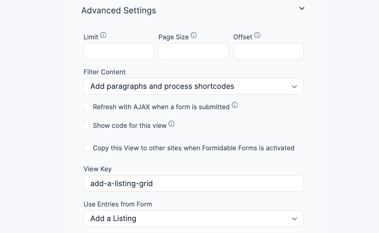 Visual View Settings - Advanced Settings Visual View Settings - Advanced Settings