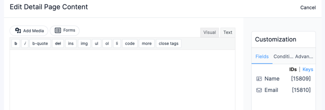 Visual View Settings - Detail Page Visual View Settings - Detail Page