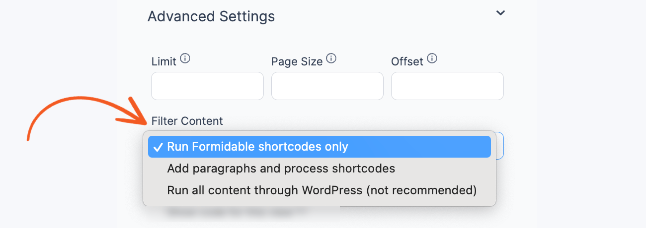 Filter content in View Advanced settings