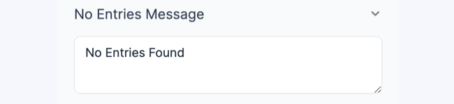 Visual View Settings - No Entries Message