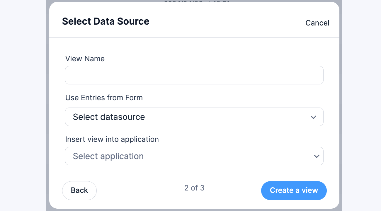 Visual View Settings - Select Data Source